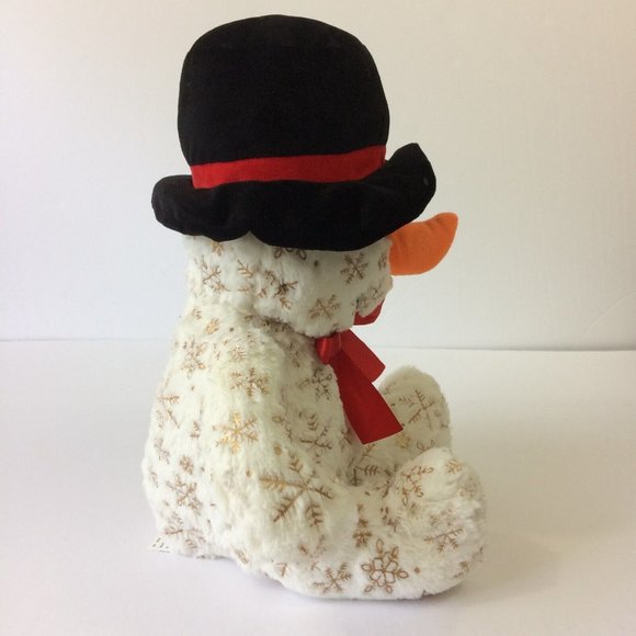 Kellytoy Sugarloaf Snowman Plush 14" Red Bow Hat Christmas Snowflake Pattern - Picture 7 of 10
